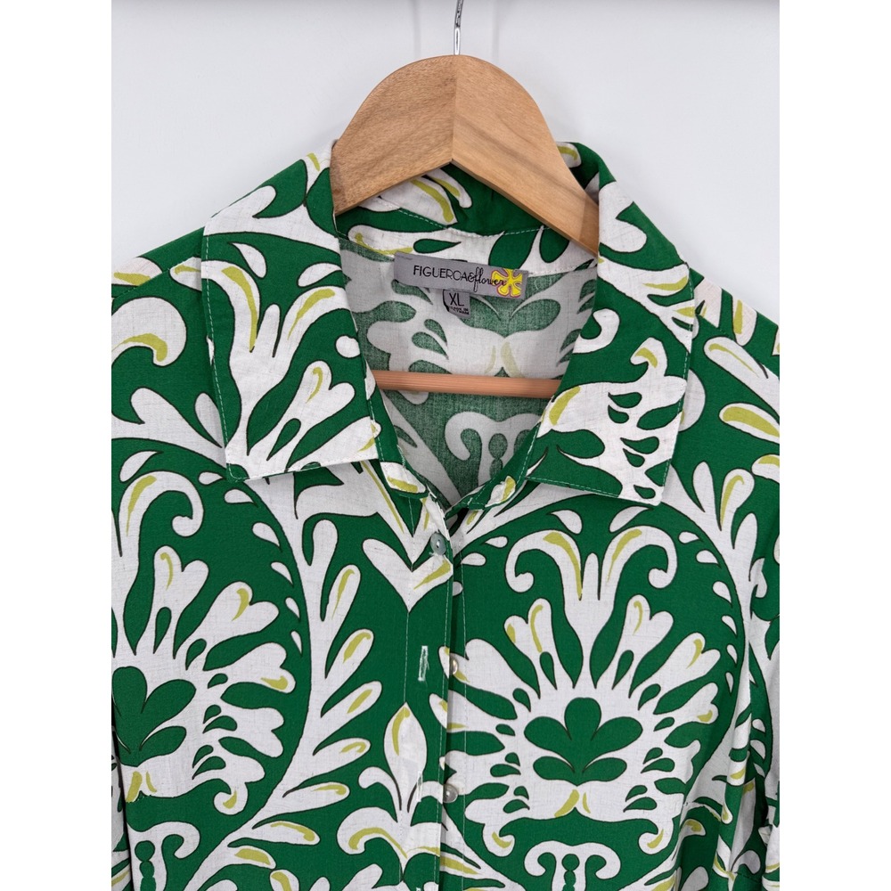 Figueroa & Flower Button Down Shirt Dress Womens XL Floral Garden Botanical - Picture 7 of 9